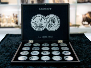 Silbermünzen beim Silberhändler in Reutlingen